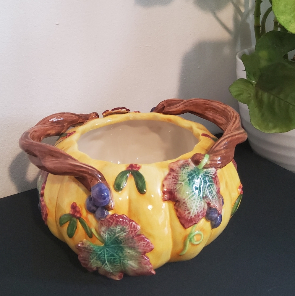 Vintage Fitz and Floyd Pumpkin Shaped Bowl